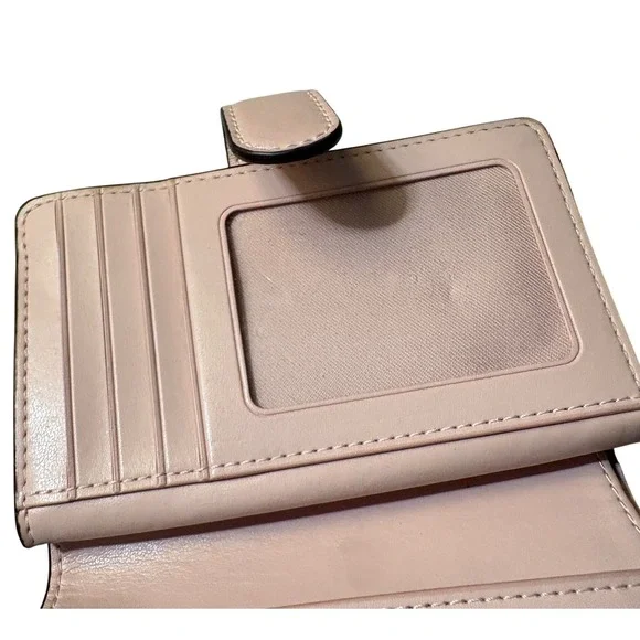 Coach Medium Corner Zip Wallet Signature Canvas Khaki Pink - Picture 10 of 12